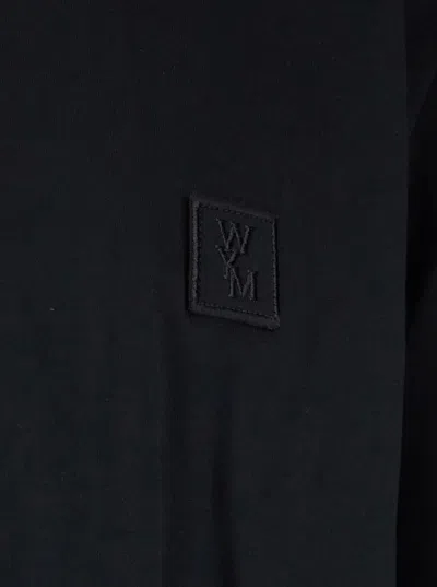 Wooyoungmi Black Crewneck T-shirt With Logo Patch On The Front And Floral Motif On The Rear In Cotton Man In Black