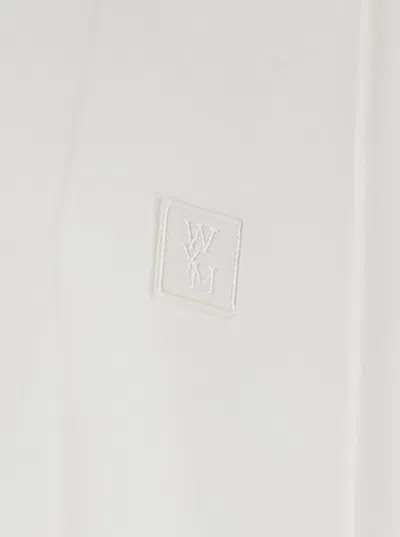 Wooyoungmi White Crewneck T-shirt With Logo Patch On The Front And Floral Motif On The Rear In Cotton Man In White