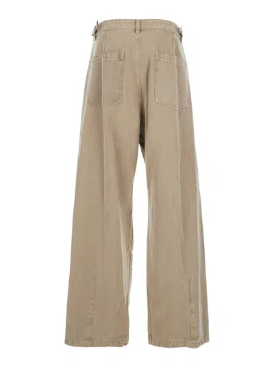 Wooyoungmi Beige Pants With Belt Loops In Cotton Man In Neutral