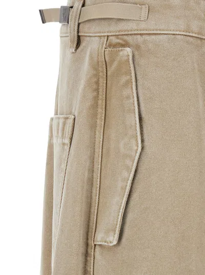 Wooyoungmi Beige Pants With Belt Loops In Cotton Man In Neutral
