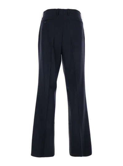 Tonywack Blue Pants With Flared Leg And Pinstripe Motif In Wool Blend Man In Blue