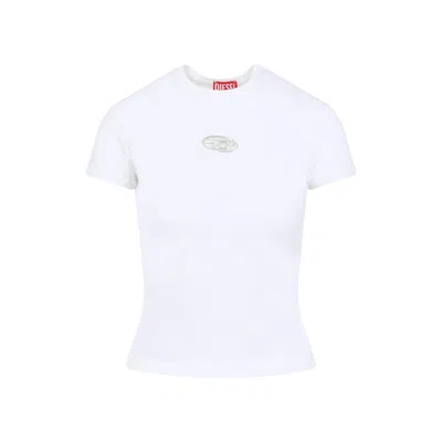 Diesel T-shirt With Logo Plate In White