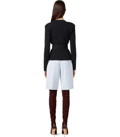 Elisabetta Franchi Black Belted Knitted Jacket In Black