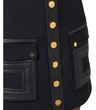 Elisabetta Franchi Double Crepe Mini Skirt With Logo Details In Black