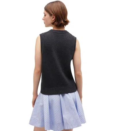 Ganni Flowers Grey Vest In Gray