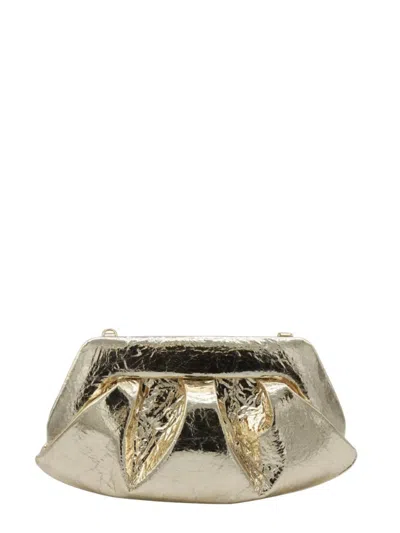 Themoirè Metallic Clutch Bag Shoulder Strap In Metallic