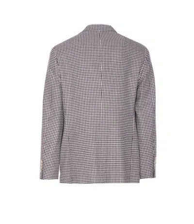 Brunello Cucinelli Houndstooth Check Long Sleeve Jacket In Gray