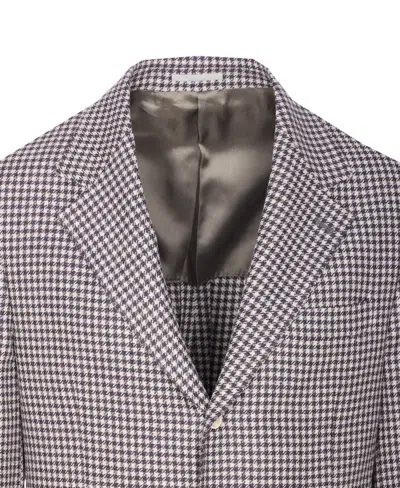Brunello Cucinelli Houndstooth Check Long Sleeve Jacket In Gray