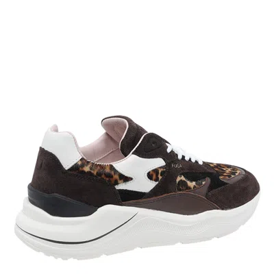 Date Fuga Pony Sneakers In Animalier Suede And Leather In Brown