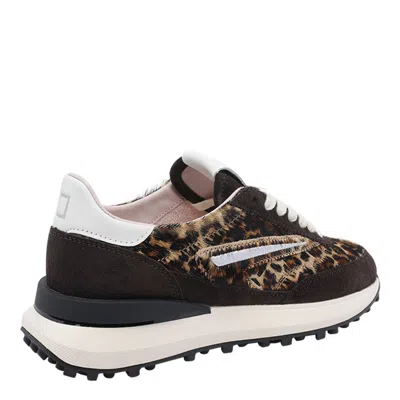 Date D.a.t.e. Leopard Print Pony Skin And Suede Running Sneakers In Black