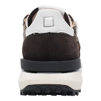 Date D.a.t.e. Leopard Print Pony Skin And Suede Running Sneakers In Black