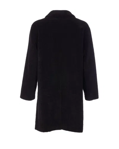 Herno Long Sleeve Notched Lapel Coat With Pockets In Black