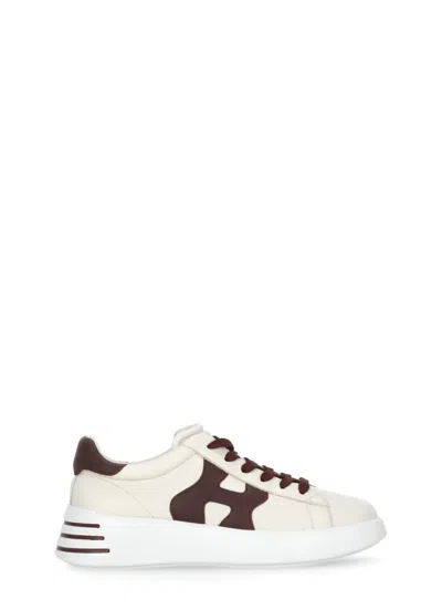 Hogan Low-top Ivory Sneakers With Suede Logo In White