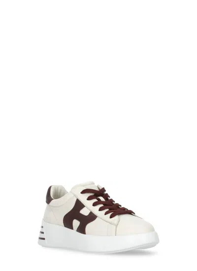 Hogan Low-top Ivory Sneakers With Suede Logo In White