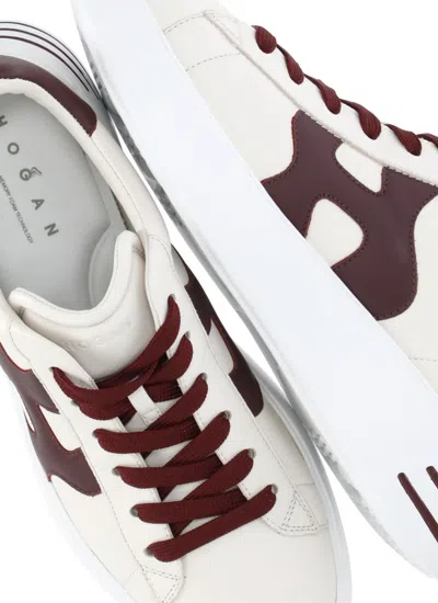 Hogan Low-top Ivory Sneakers With Suede Logo In White