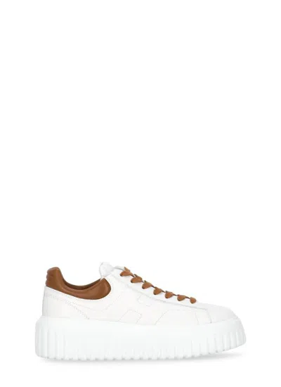 Hogan H-stripes Low-top Leather Sneakers In White