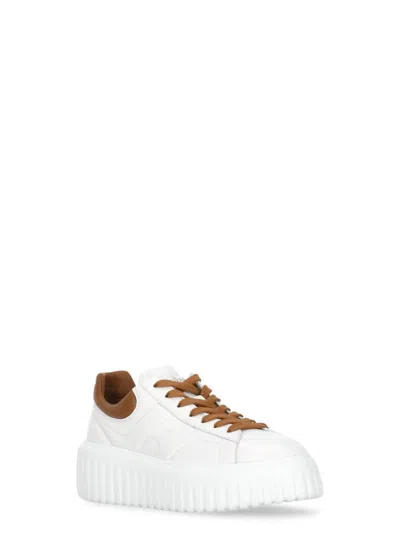 Hogan H-stripes Low-top Leather Sneakers In White