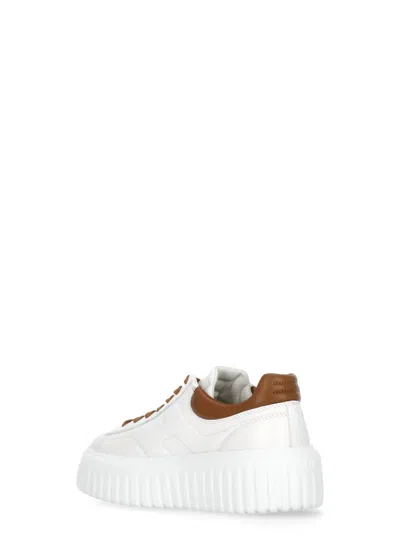 Hogan H-stripes Low-top Leather Sneakers In White