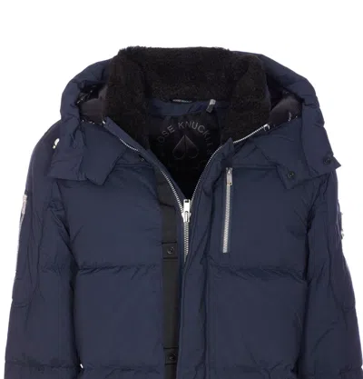 Moose Knuckles Everest 3q Removable-hood Padded Jacket In Blue