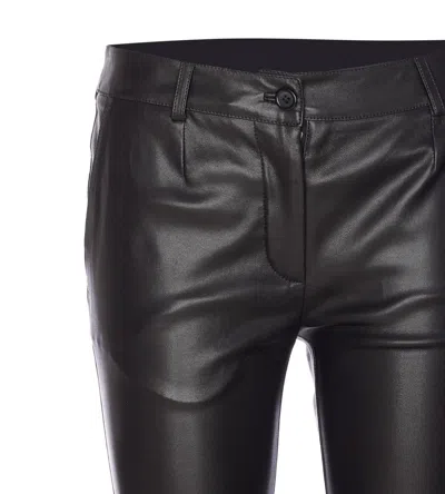 Dolce & Gabbana Slim Stretch Leather Pant In Black