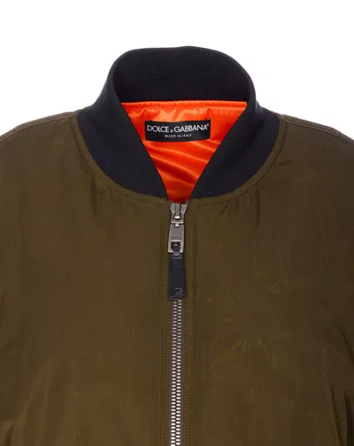 Dolce & Gabbana Down Jacket With Crewneck And Pockets In Green