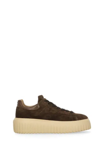 Hogan H-stripes Sneakers In Brown
