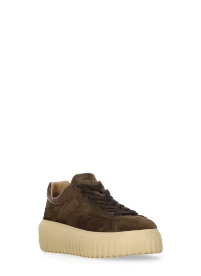 Hogan H-stripes Sneakers In Brown