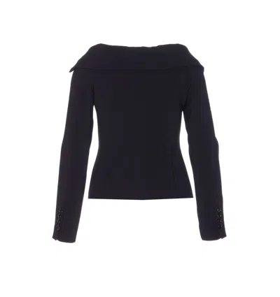 Pinko Antonina Black Jacket With Off-shoulder Neckline In Tech Fabric Woman In Black