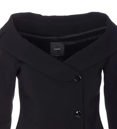 Pinko Antonina Black Jacket With Off-shoulder Neckline In Tech Fabric Woman In Black