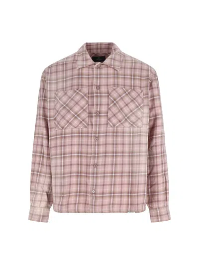 Represent Long Sleeve Plaid Shirt With Chest Pockets In Pink