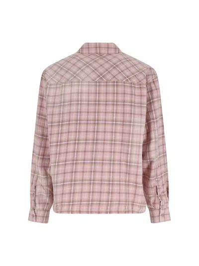 Represent Long Sleeve Plaid Shirt With Chest Pockets In Pink