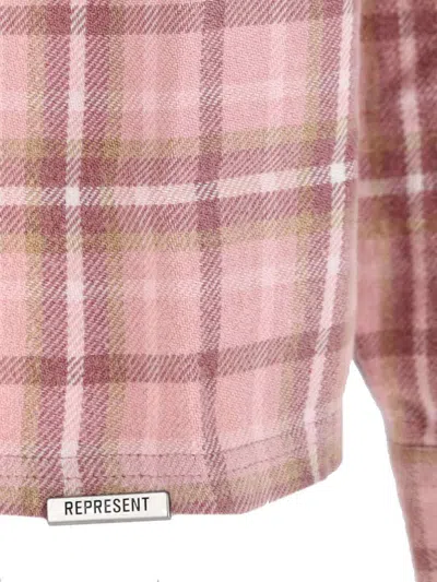 Represent Long Sleeve Plaid Shirt With Chest Pockets In Pink