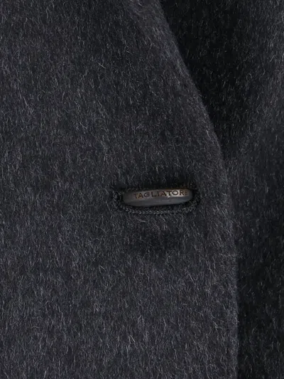 Tagliatore Double-breasted Tailored Jacket Front Pockets In Gray