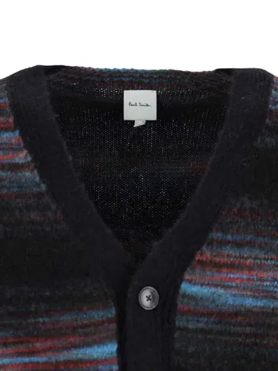 Paul Smith Multicoloured Striped Cardigan With V-neckline And Button-down Front In Multi