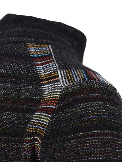 Paul Smith Multicolored Striped Knit Sweater With High Neckline In Multi