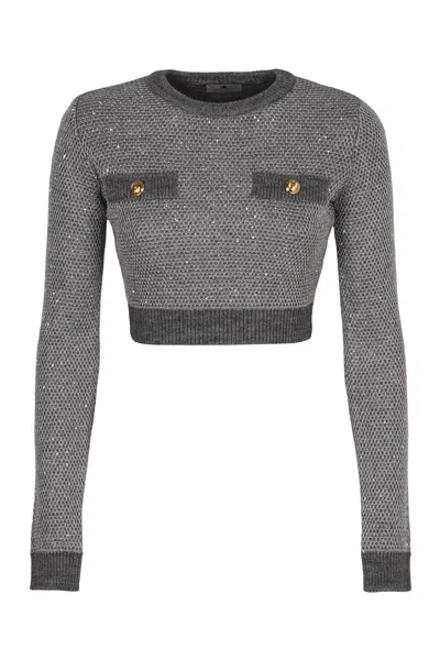 Elisabetta Franchi Sweater With Sequins In Gray