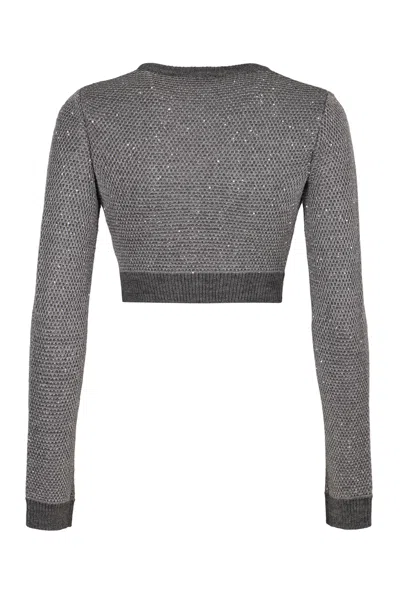 Elisabetta Franchi Sweater With Sequins In Gray