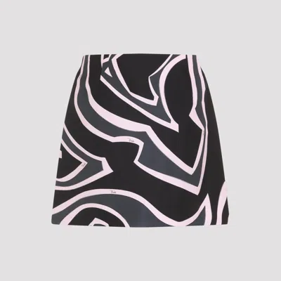 Pucci Wrap Mini Skirt In Silk Twill With Marmo Print In Multi