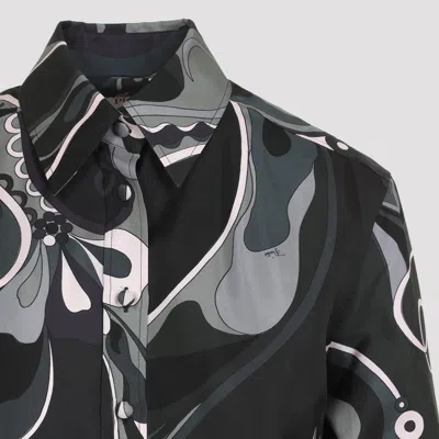 Pucci Orchid Print Shirt In Black