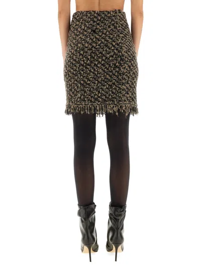 Fabiana Filippi Textured Tweed Skirt With Fringed Hemline In Multi