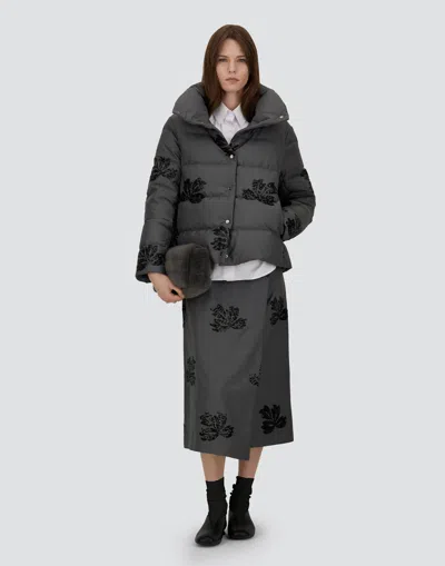 Herno Jacket In Embroidered Flannel In Gray