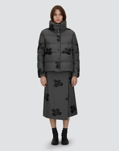 Herno Jacket In Embroidered Flannel In Gray