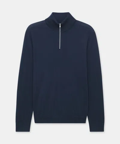 Naadam Super Fine Cashmere Quarter Zip In Blue