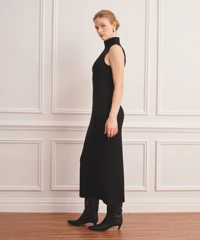Naadam Super Fine Cashmere Sleeveless Turtleneck Dress In Black