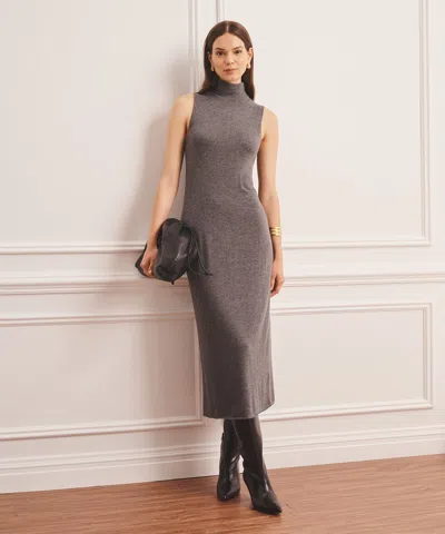 Naadam Super Fine Cashmere Sleeveless Turtleneck Dress In Gray