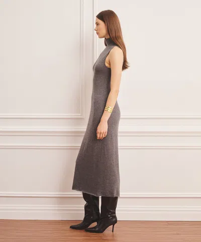 Naadam Super Fine Cashmere Sleeveless Turtleneck Dress In Gray