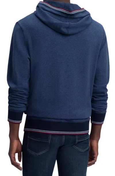Bugatchi Stripe Trim Cotton Hoodie In Blue