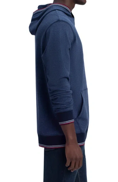 Bugatchi Stripe Trim Cotton Hoodie In Blue