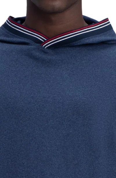 Bugatchi Stripe Trim Cotton Hoodie In Blue