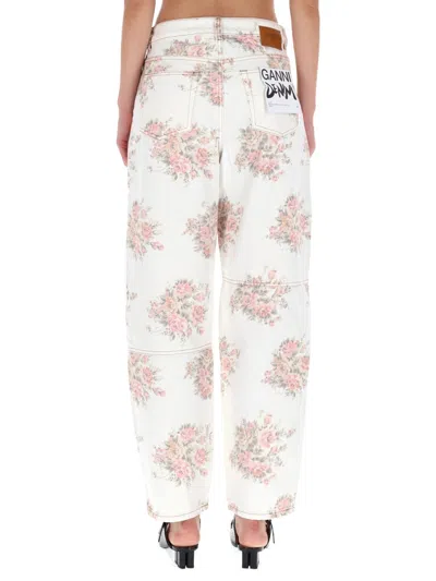 Ganni Flower Jeans In White